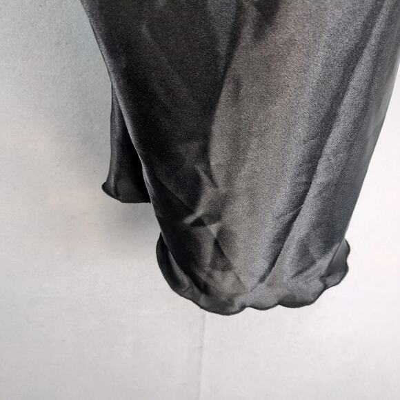 Vtg Y2K Bebe Black Satin Slip Maxi Dress Sz L Spaghetti Straps Babydoll Evening - Picture 9 of 10